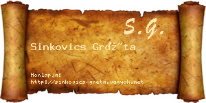 Sinkovics Gréta névjegykártya